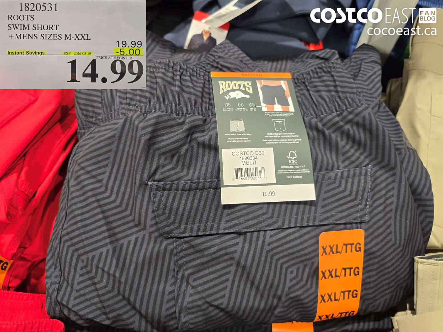 1820531 ROOTS SWIM SHORT MENS SIZES M-XXL ($5.00 INSTANT SAVINGS EXPIRES ON 2026-05-10) $14.99