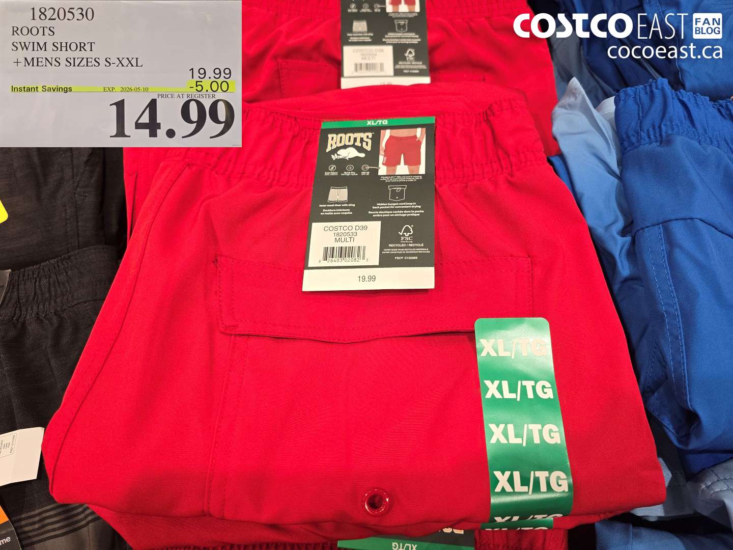 1820530 ROOTS SWIM SHORT MENS SIZES S-XXL ($5.00 INSTANT SAVINGS EXPIRES ON 2026-05-10) $14.99