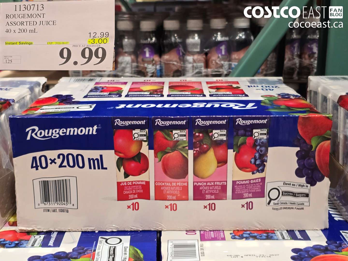 1130713 ROUGEMONT ASSORTED JUICE 40 X 200 ML ($3.00 INSTANT SAVINGS EXPIRES ON 2026-06-07) $9.99