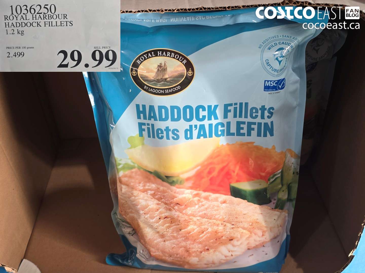 1036250 ROYAL HARBOUR HADDOCK FILLETS 1.2 KG $29.99