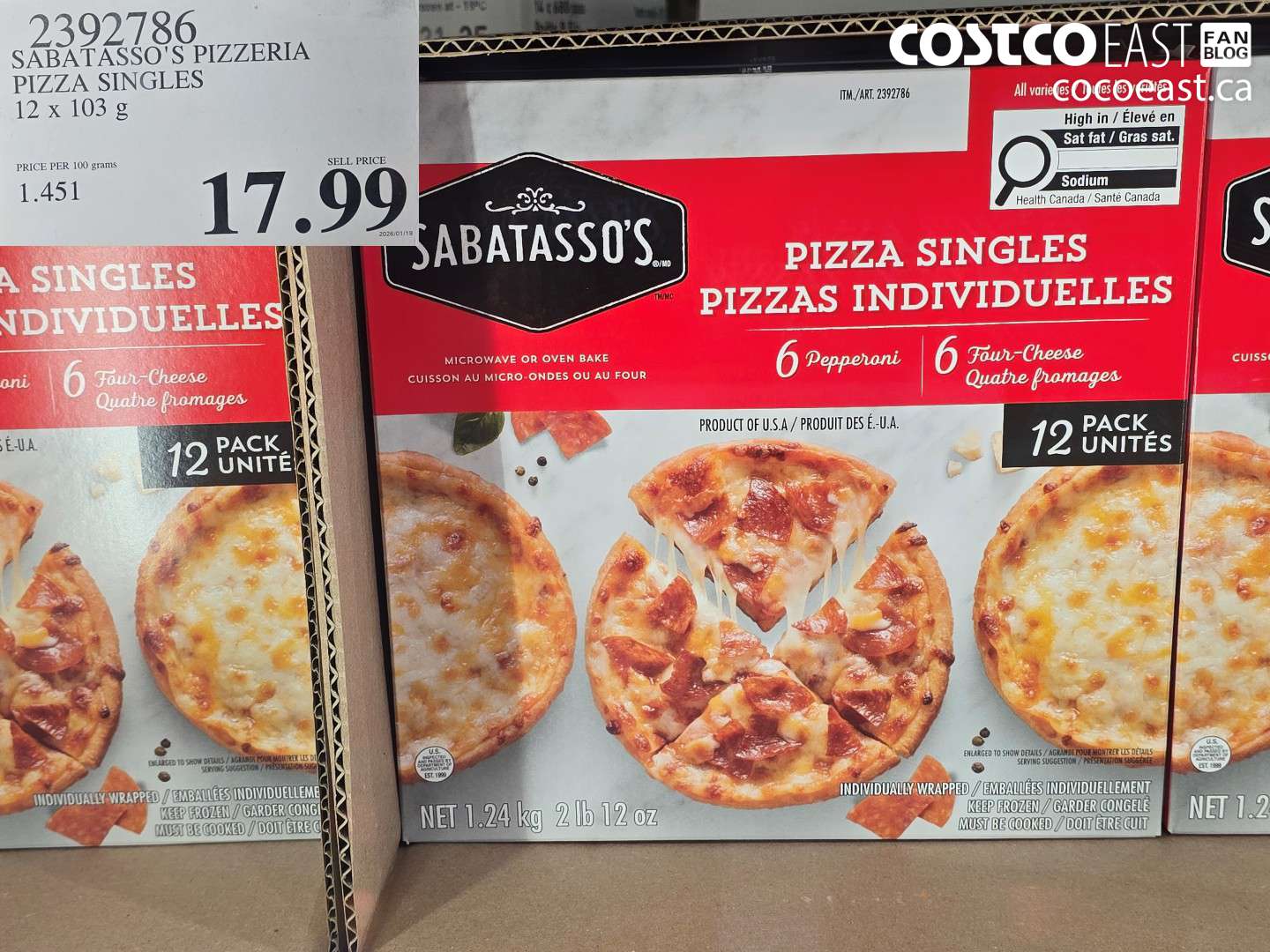 2392786 SABATASSO'S PIZZERIA PIZZA SINGLES 12 X 103 G $17.99