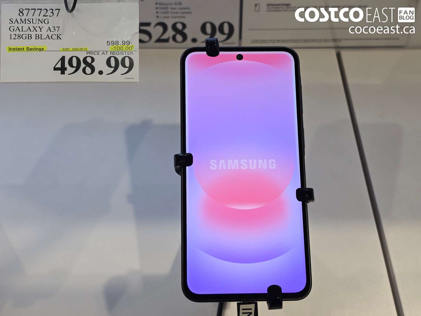 8777237 SAMSUNG GALAXY A37 128GB BLACK ($100.00 INSTANT SAVINGS EXPIRES ON 2026-05-21) $498.99