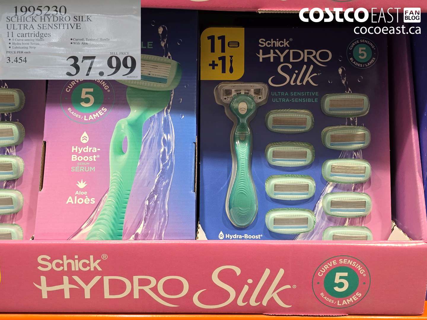 1995230 SCHICK HYDRO SILK ULTRA SENSITIVE 11 CARTRIDGES $37.99