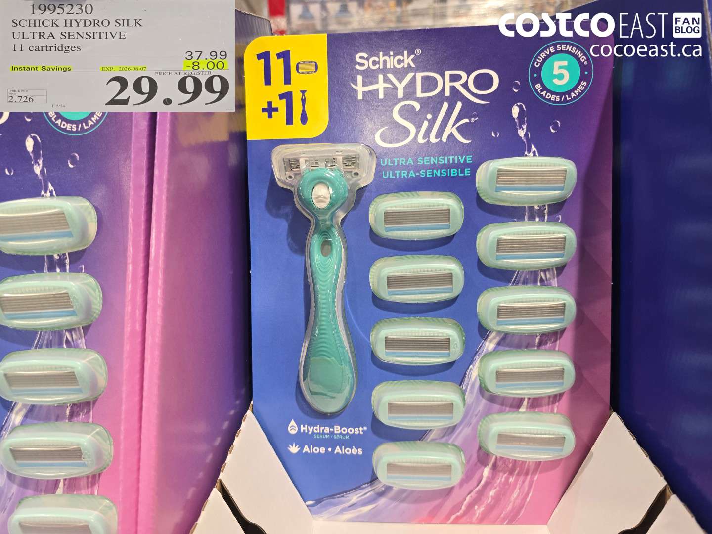 1995230 SCHICK HYDRO SILK ULTRA SENSITIVE 11 CARTRIDGES ($8.00 INSTANT SAVINGS EXPIRES ON 2026-06-07) $29.99