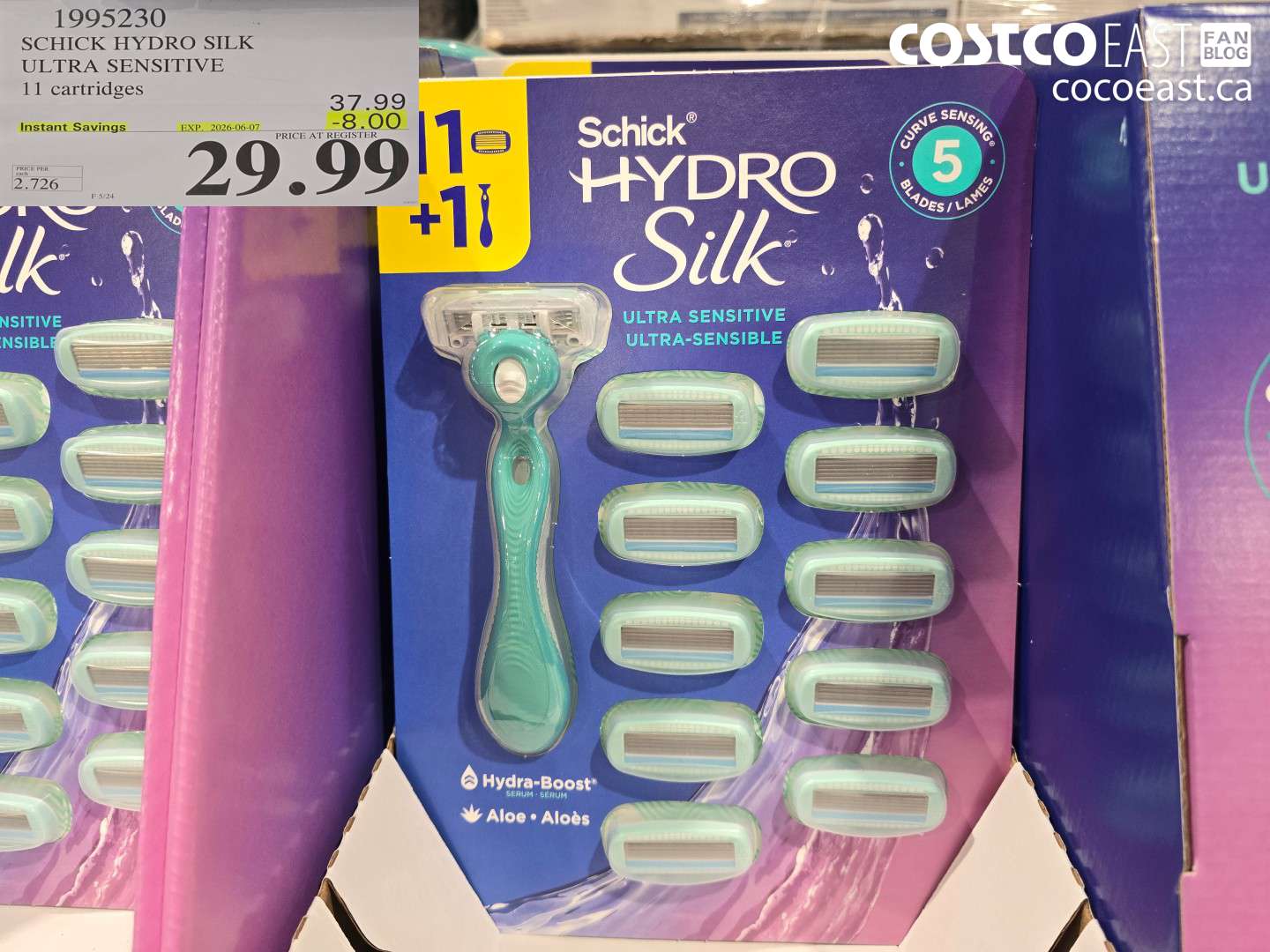 1995230 SCHICK HYDRO SILK ULTRA SENSITIVE 11 CARTRIDGES ($8.00 INSTANT SAVINGS EXPIRES ON 2026-06-07) $29.99