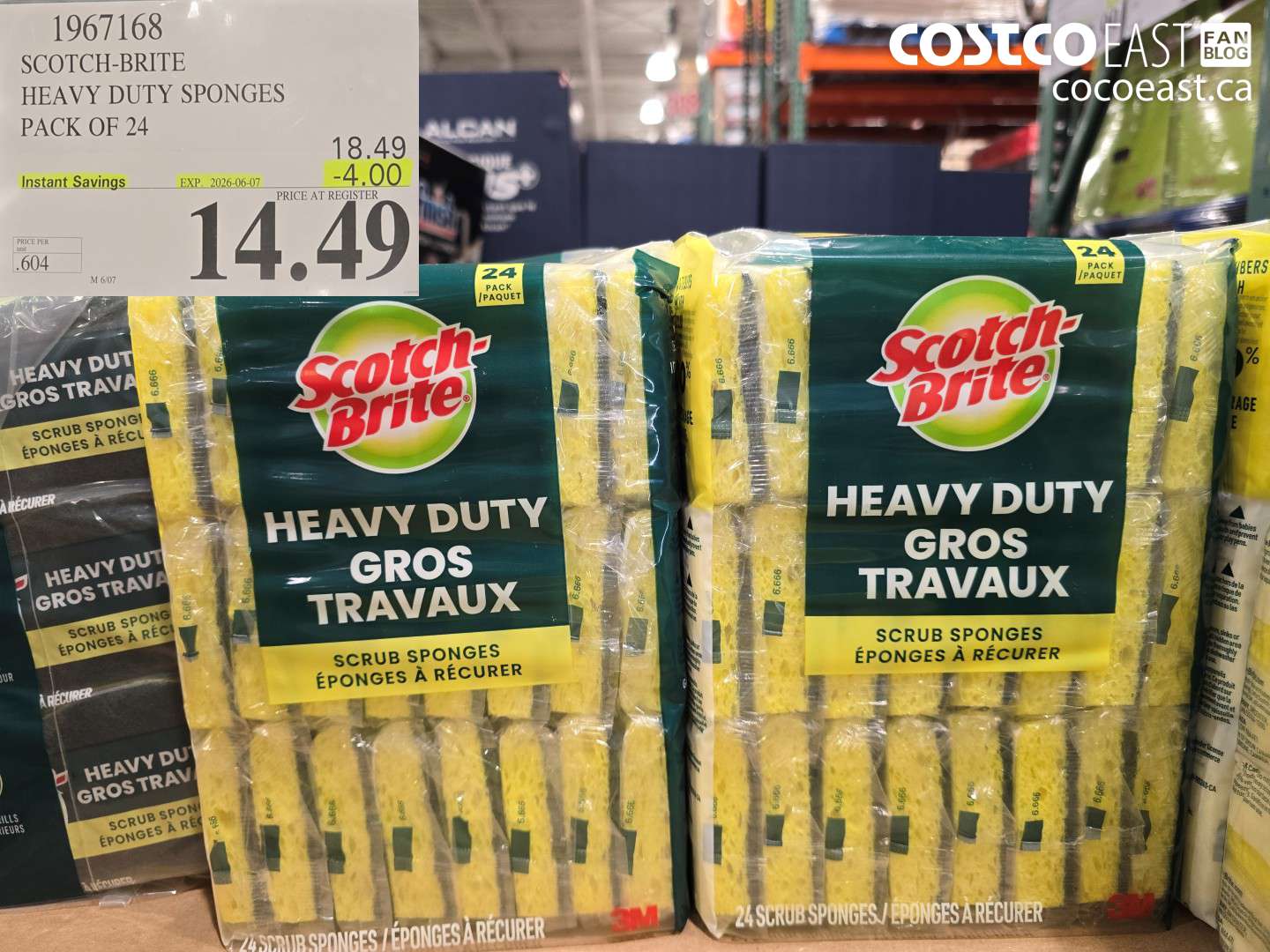 1967168 SCOTCH-BRITE HEAVY DUTY SPONGES PACK OF 24 ($4.00 INSTANT SAVINGS EXPIRES ON 2026-06-07) $14.49
