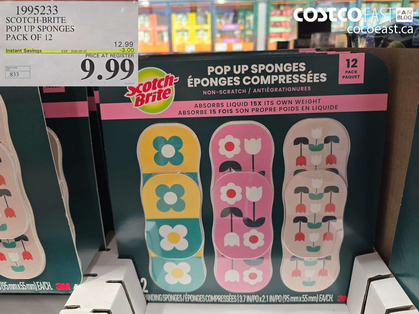 1995233 SCOTCH-BRITE POP UP SPONGES PACK OF 12 ($3.00 INSTANT SAVINGS EXPIRES ON 2026-05-10) $9.99