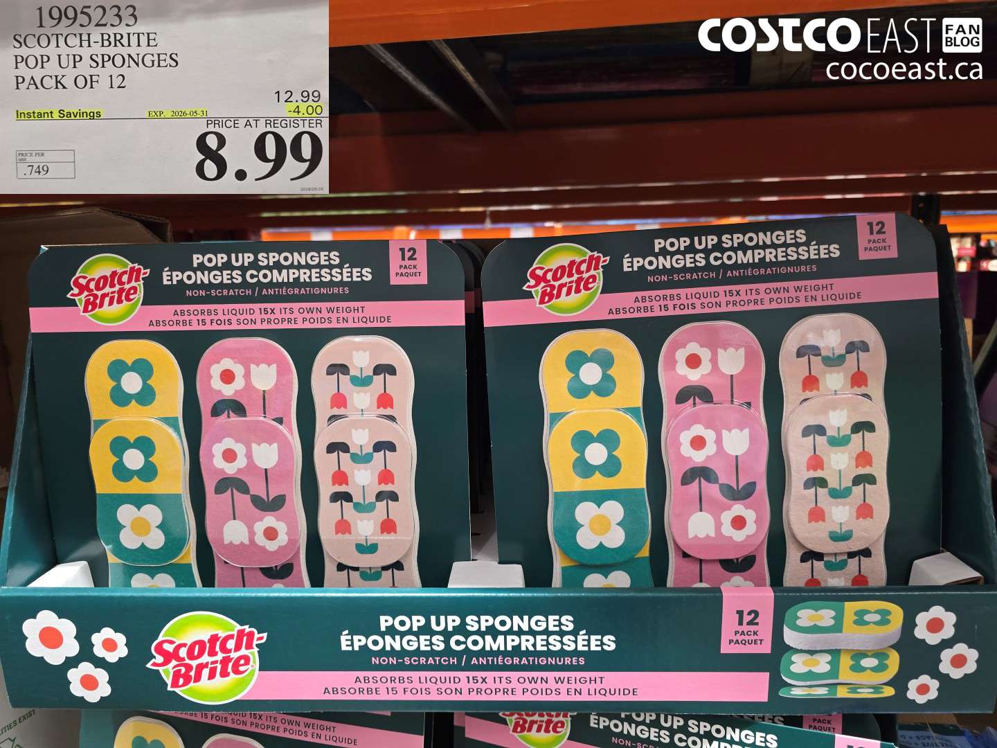 1995233 SCOTCH-BRITE POP UP SPONGES PACK OF 12 ($4.00 INSTANT SAVINGS EXPIRES ON 2026-05-31) $8.99