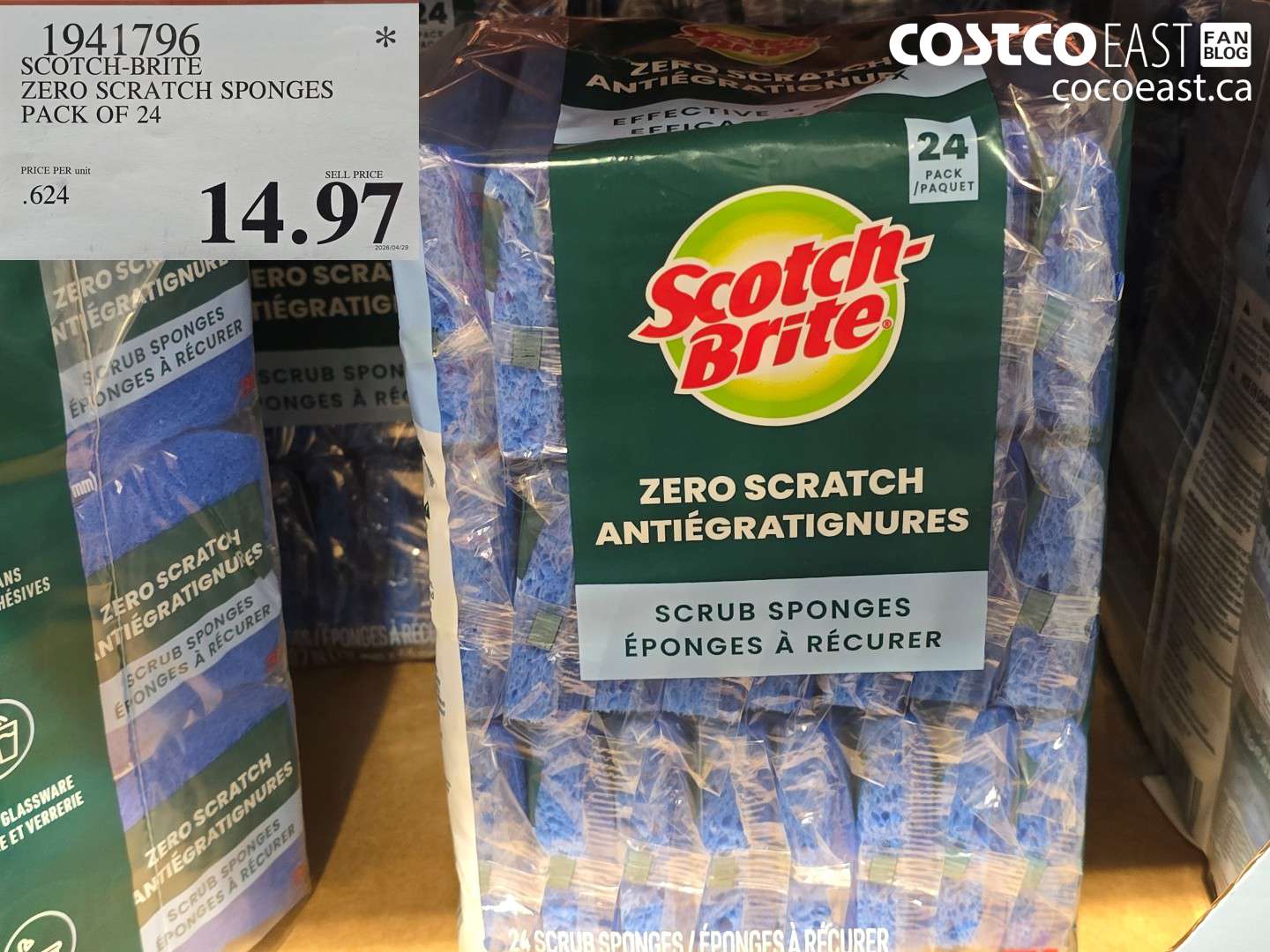 1941796 SCOTCH-BRITE ZERO SCRATCH SPONGES PACK OF 24 $14.97
