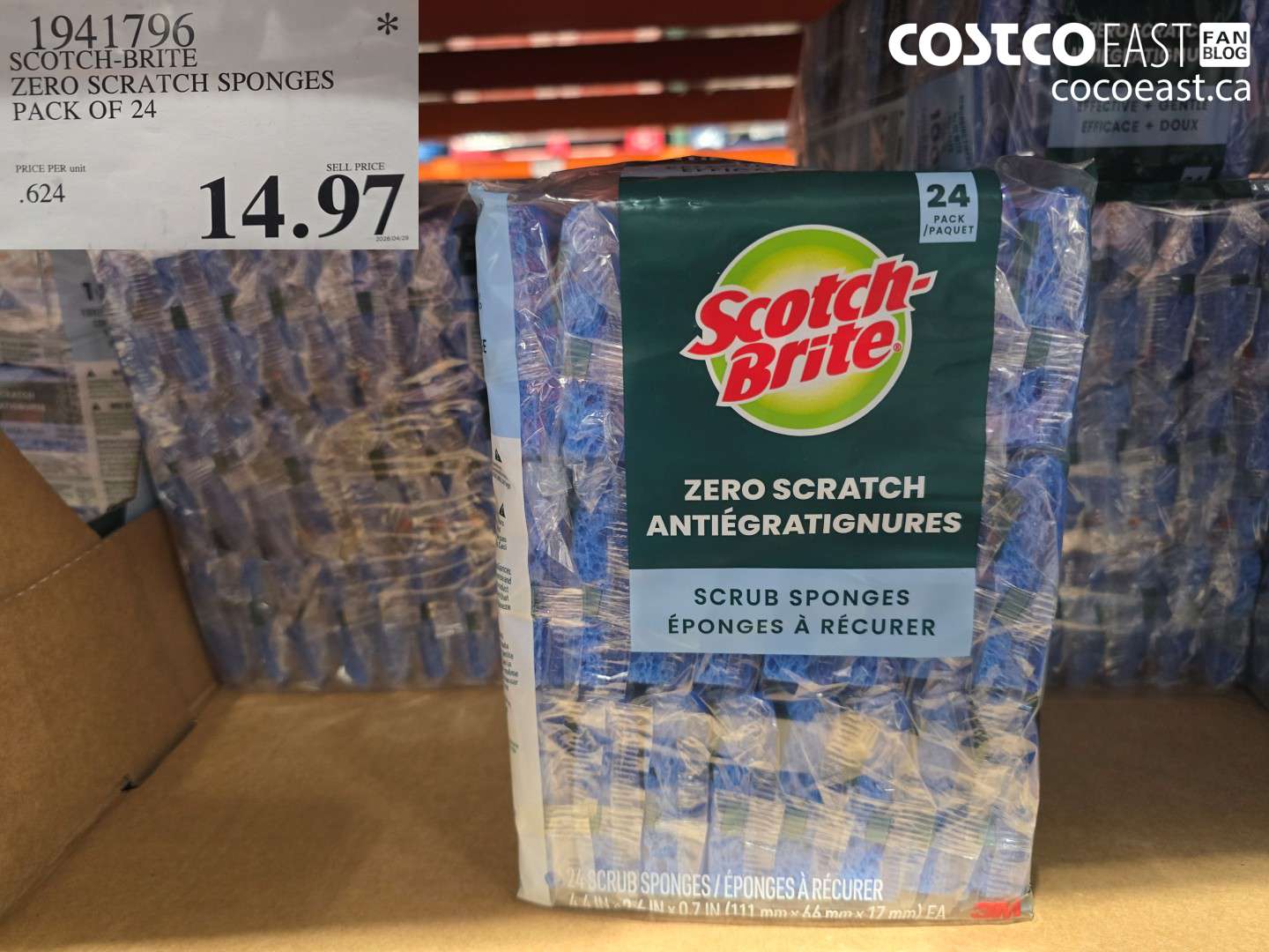 1941796 SCOTCH-BRITE ZERO SCRATCH SPONGES PACK OF 24 $14.97