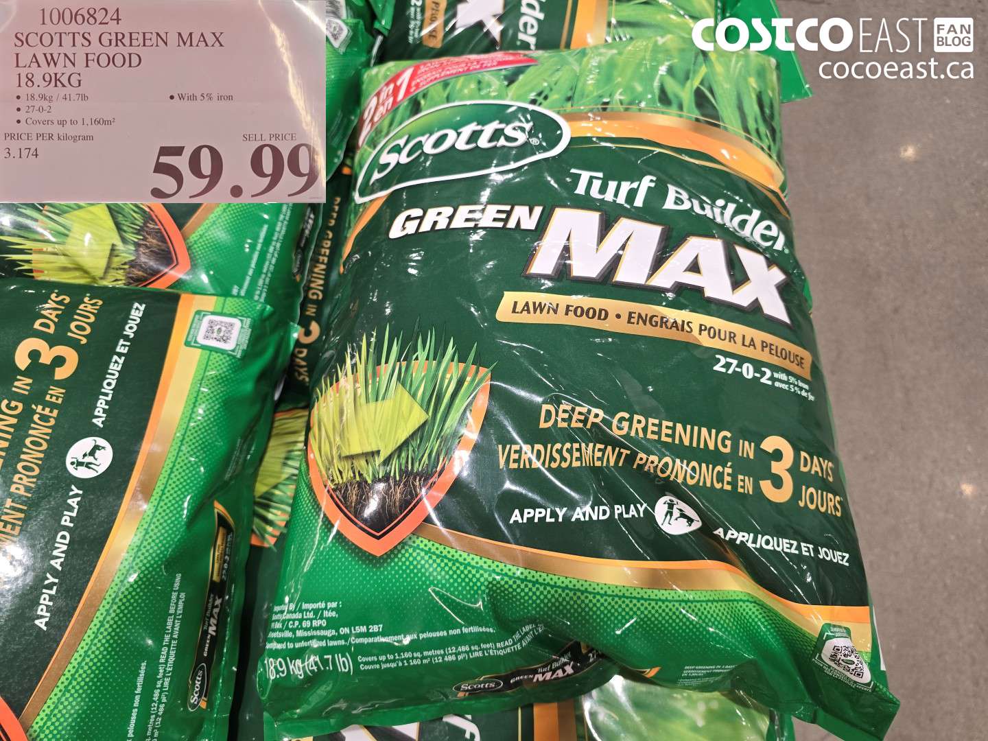 1006824 SCOTTS GREEN MAX LAWN FOOD 18.9KG $59.99