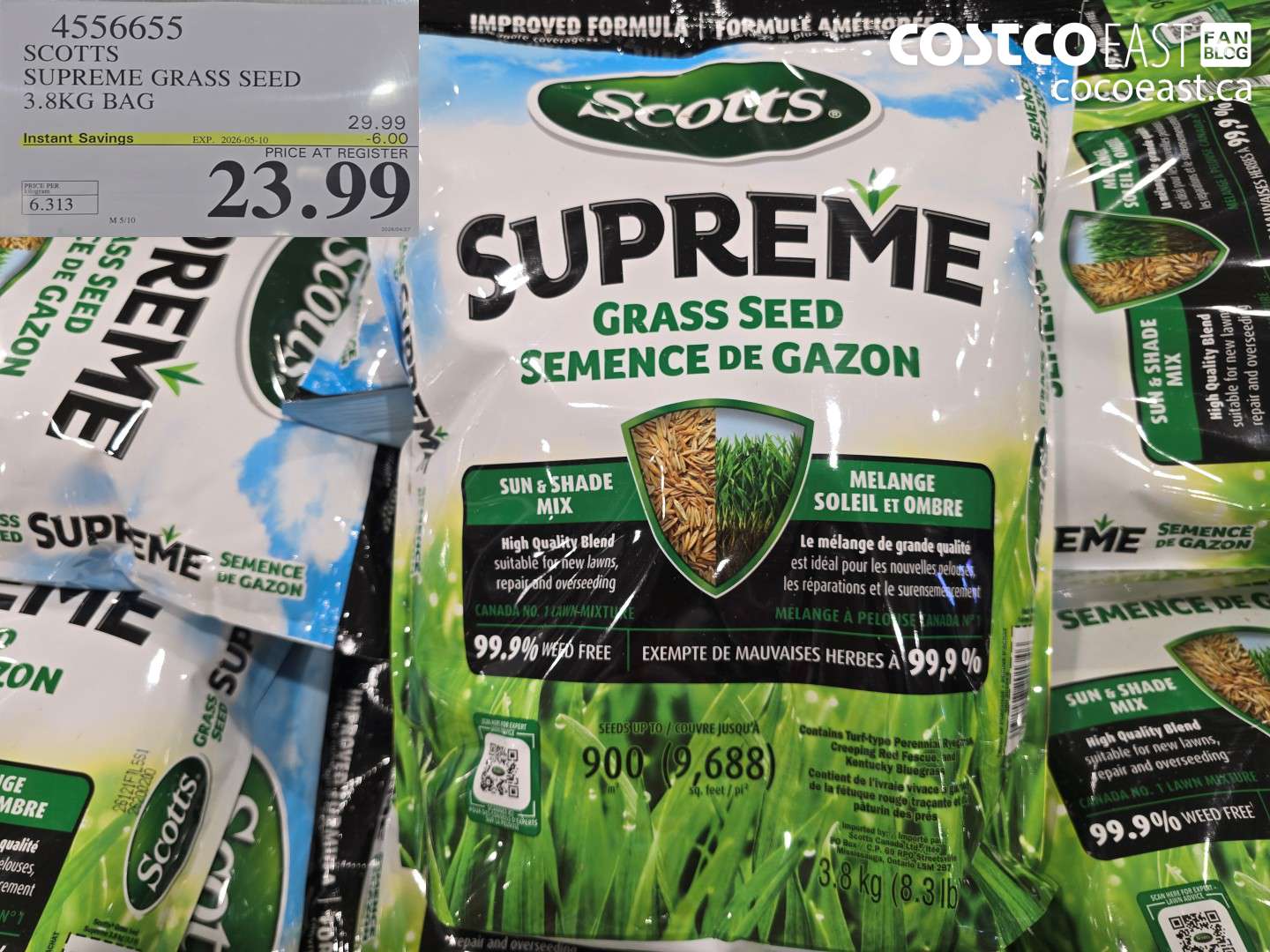 4556655 SCOTTS SUPREME GRASS SEED 3.8KG BAG ($6.00 INSTANT SAVINGS EXPIRES ON 2026-05-10) $23.99