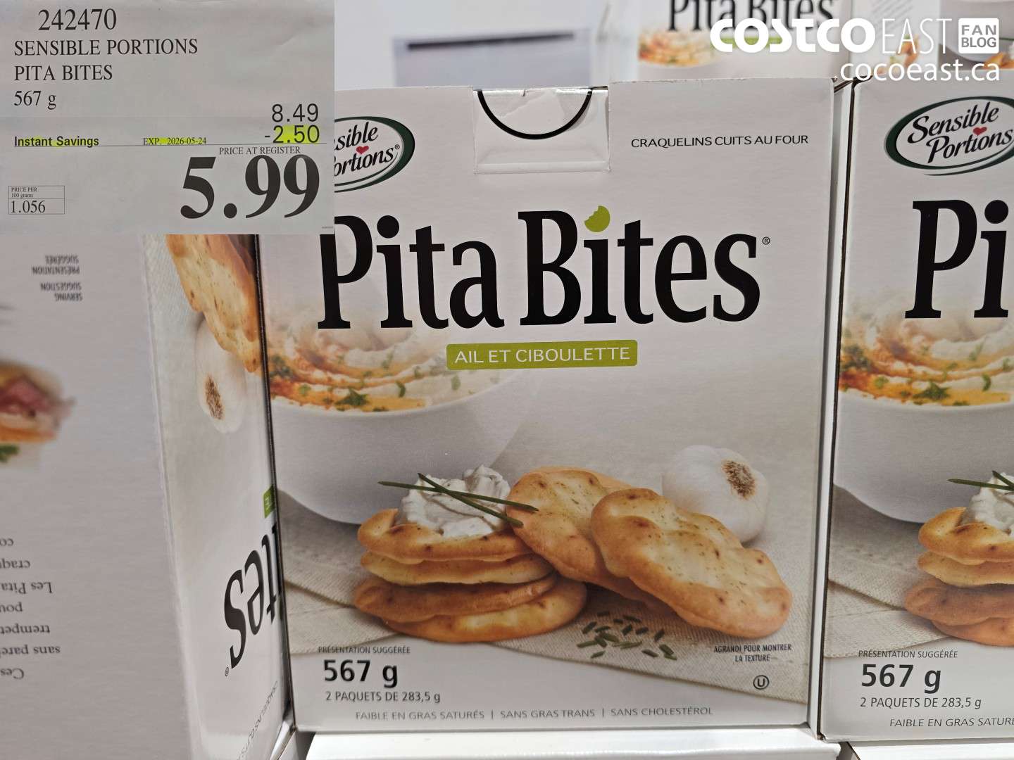 242470 SENSIBLE PORTIONS PITA BITES 567 G ($2.50 INSTANT SAVINGS EXPIRES ON 2026-05-24) $5.99