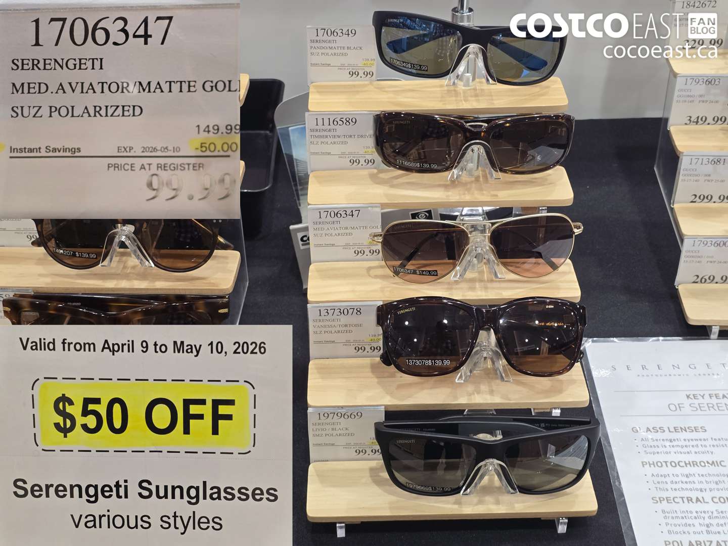 1706347 SERENGETI MED.AVIATOR/MATTE GOLD SUZ POLARIZED ($50.00 INSTANT SAVINGS EXPIRES ON 2026-05-10) $99.99