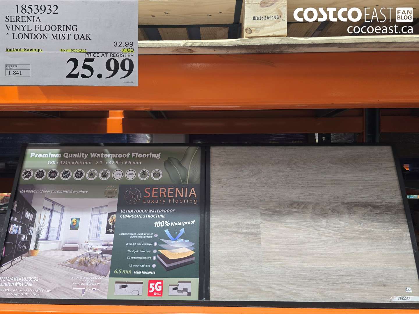 1853932 SERENIA VINYL FLOORING LONDON MIST OAK ($7.00 INSTANT SAVINGS EXPIRES ON 2026-05-17) $25.99