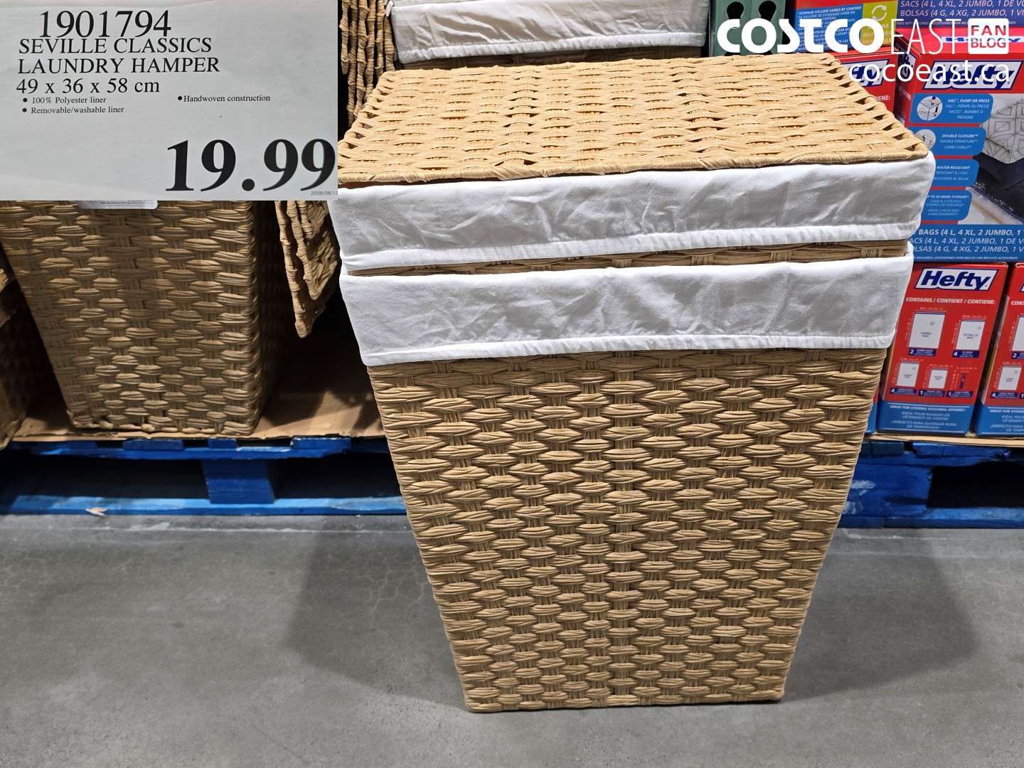 1901794 SEVILLE CLASSICS LAUNDRY HAMPER 49 X 36 X 58 CM $19.99