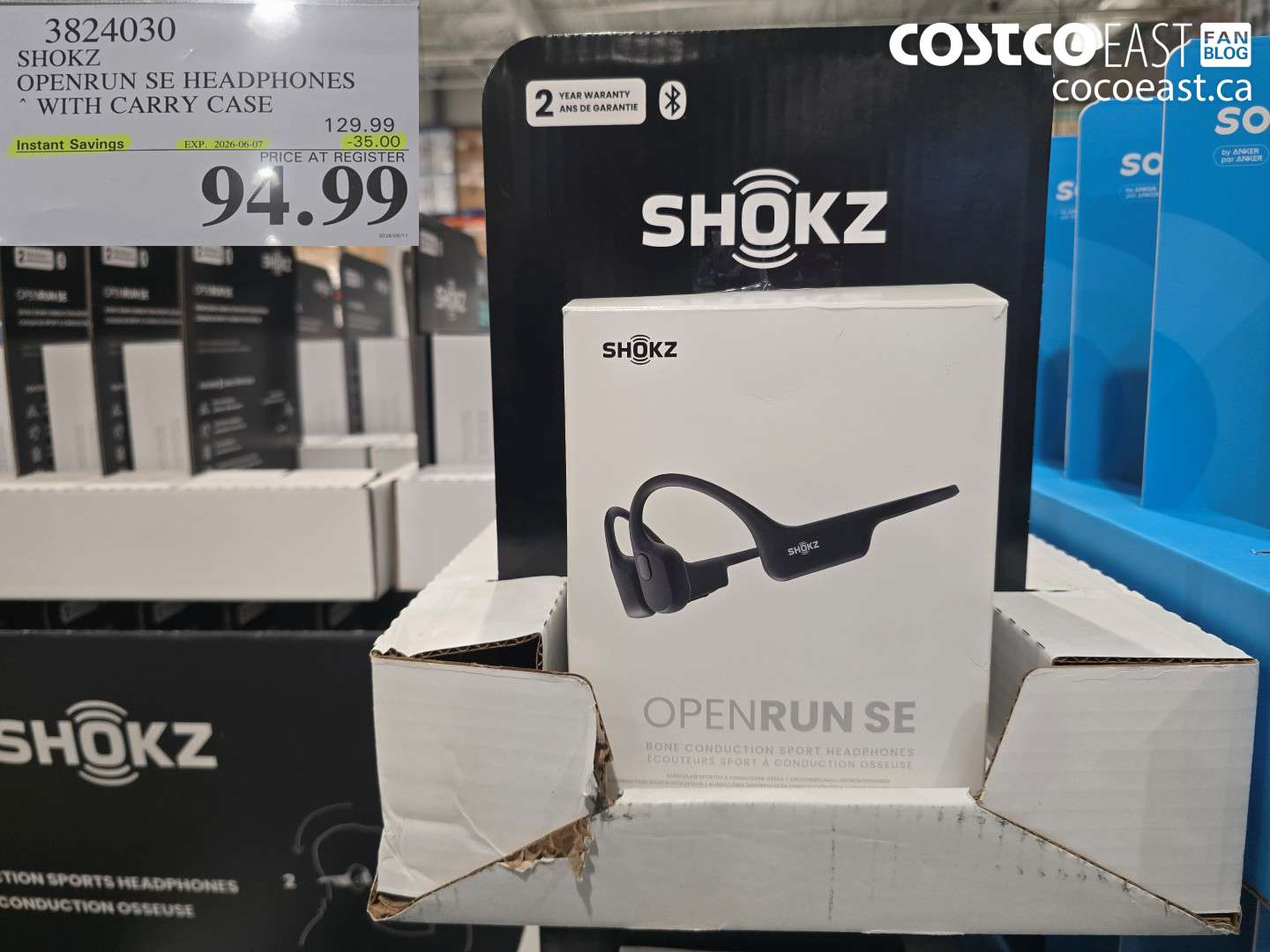 3824030 SHOKZ OPENRUN SE HEADPHONES WITH CARRY CASE ($35.00 INSTANT SAVINGS EXPIRES ON 2026-06-07) $94.99