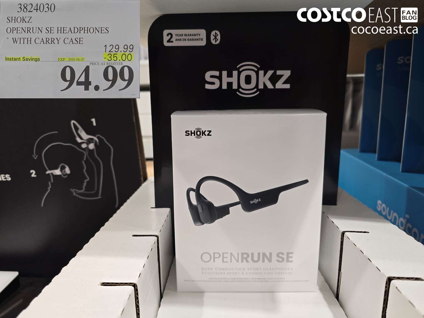3824030 SHOKZ OPENRUN SE HEADPHONES WITH CARRY CASE ($35.00 INSTANT SAVINGS EXPIRES ON 2026-06-07) $94.99