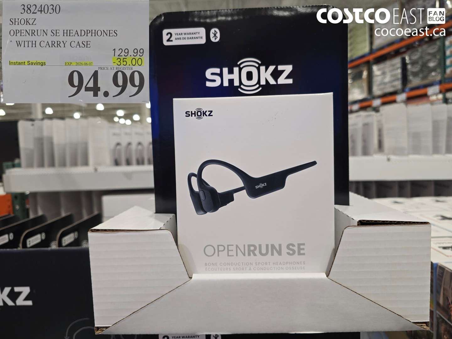 3824030 SHOKZ OPENRUN SE HEADPHONES WITH CARRY CASE ($35.00 INSTANT SAVINGS EXPIRES ON 2026-06-07) $94.99