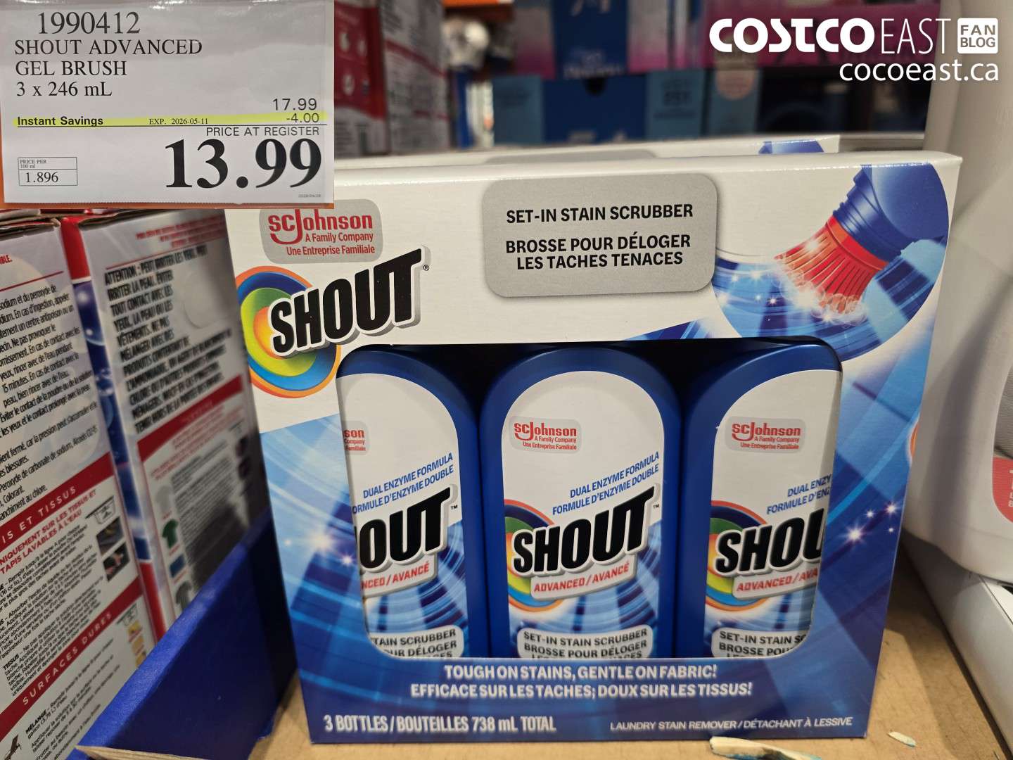 1990412 SHOUT ADVANCED GEL BRUSH 3 X 246 ML ($4.00 INSTANT SAVINGS EXPIRES ON 2026-05-11) $13.99