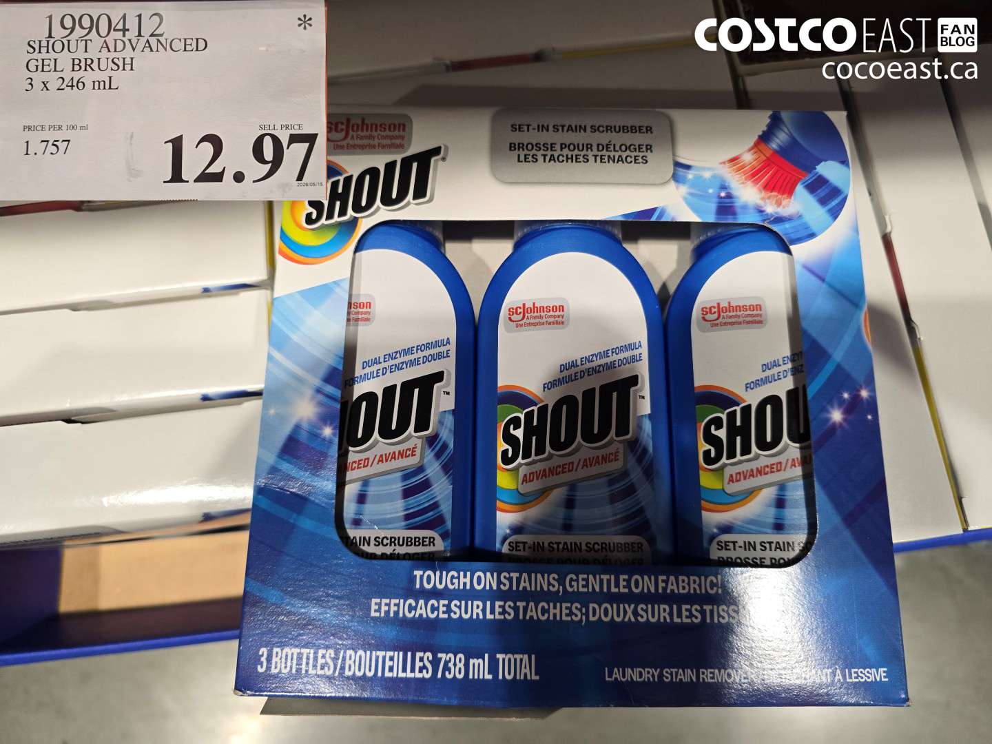 1990412 SHOUT ADVANCED GEL BRUSH 3 X 246 ML $12.97