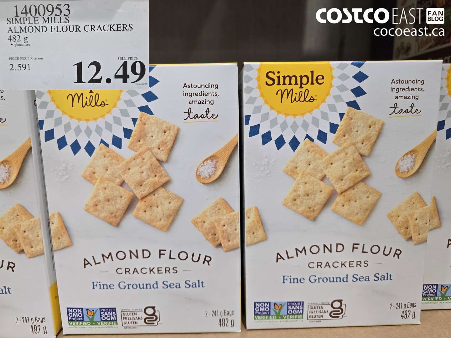 1400953 SIMPLE MILLS ALMOND FLOUR CRACKERS 482 G $12.49