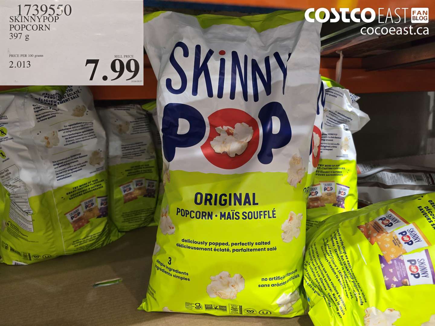1739550 SKINNYPOP POPCORN 397 G $7.99