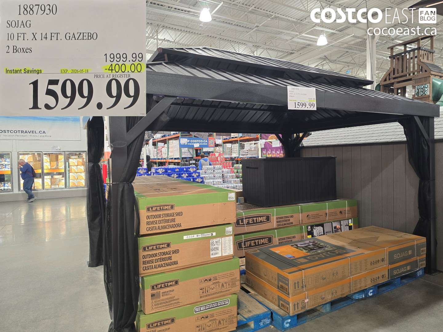 1887930 SOJAG 10 FT. X 14 FT. GAZEBO 2 BOXES ($400.00 INSTANT SAVINGS EXPIRES ON 2026-05-18) $1599.99