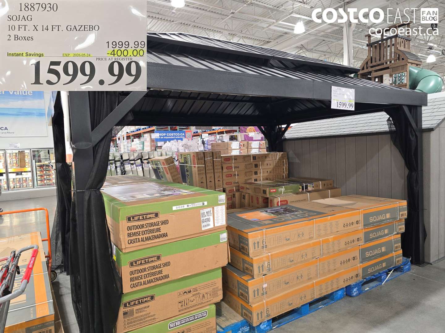 1887930 SOJAG 10 FT. X 14 FT. GAZEBO 2 BOXES ($400.00 INSTANT SAVINGS EXPIRES ON 2026-05-24) $1599.99