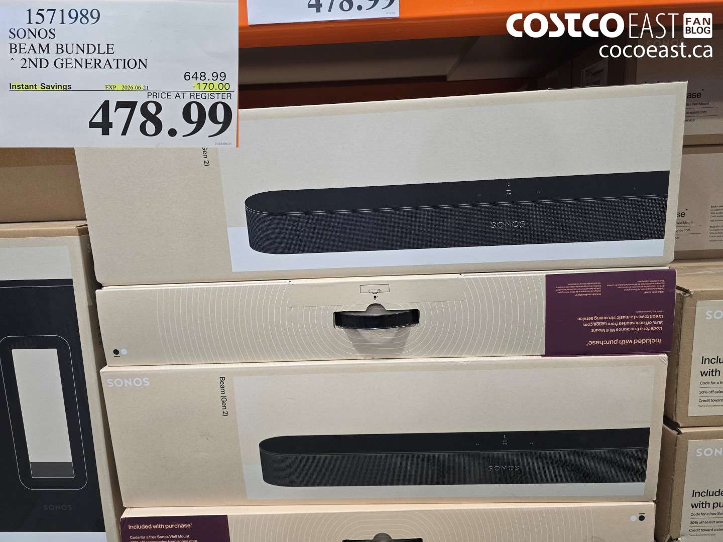 1571989 SONOS BEAM BUNDLE 2ND GENERATION ($170.00 INSTANT SAVINGS EXPIRES ON 2026-06-21) $478.99