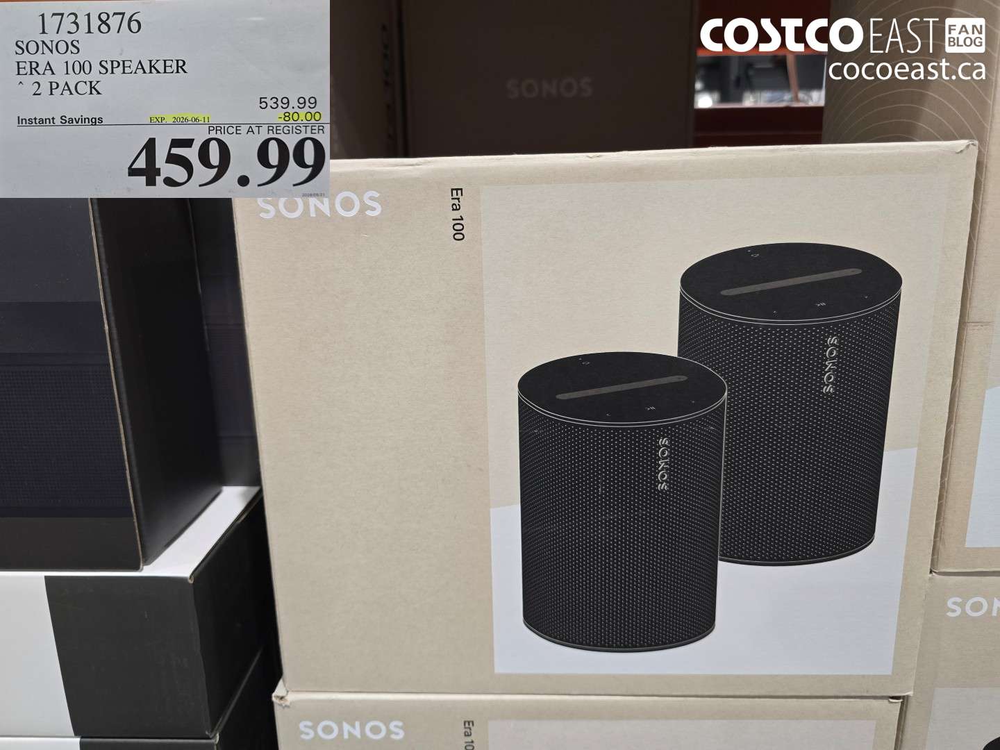 1731876 SONOS ERA 100 SPEAKER 2 PACK ($80.00 INSTANT SAVINGS EXPIRES ON 2026-06-11) $459.99