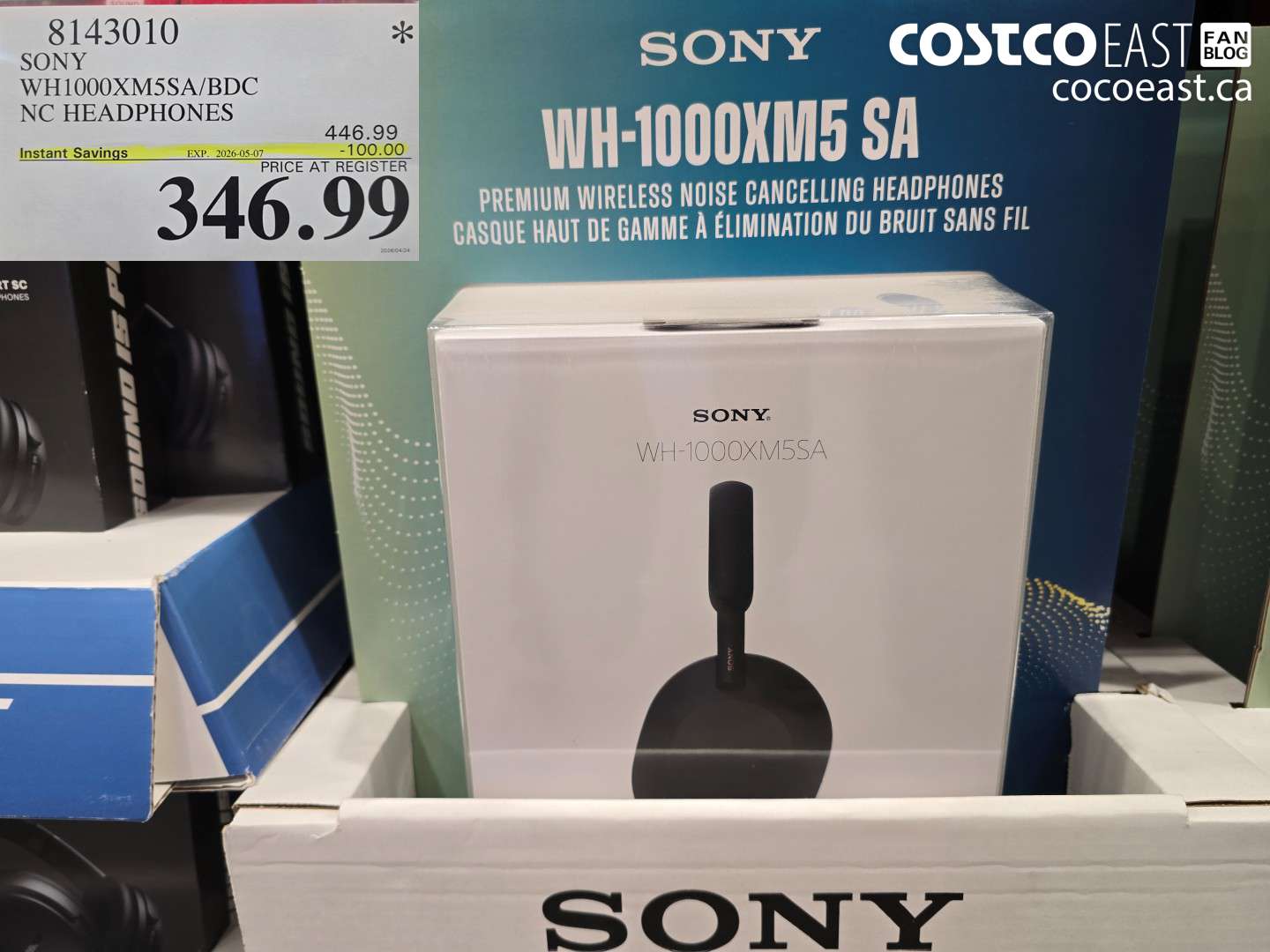 8143010 SONY WH1000XM5SA/BDC NC HEADPHONES ($100.00 INSTANT SAVINGS EXPIRES ON 2026-05-07) $346.99