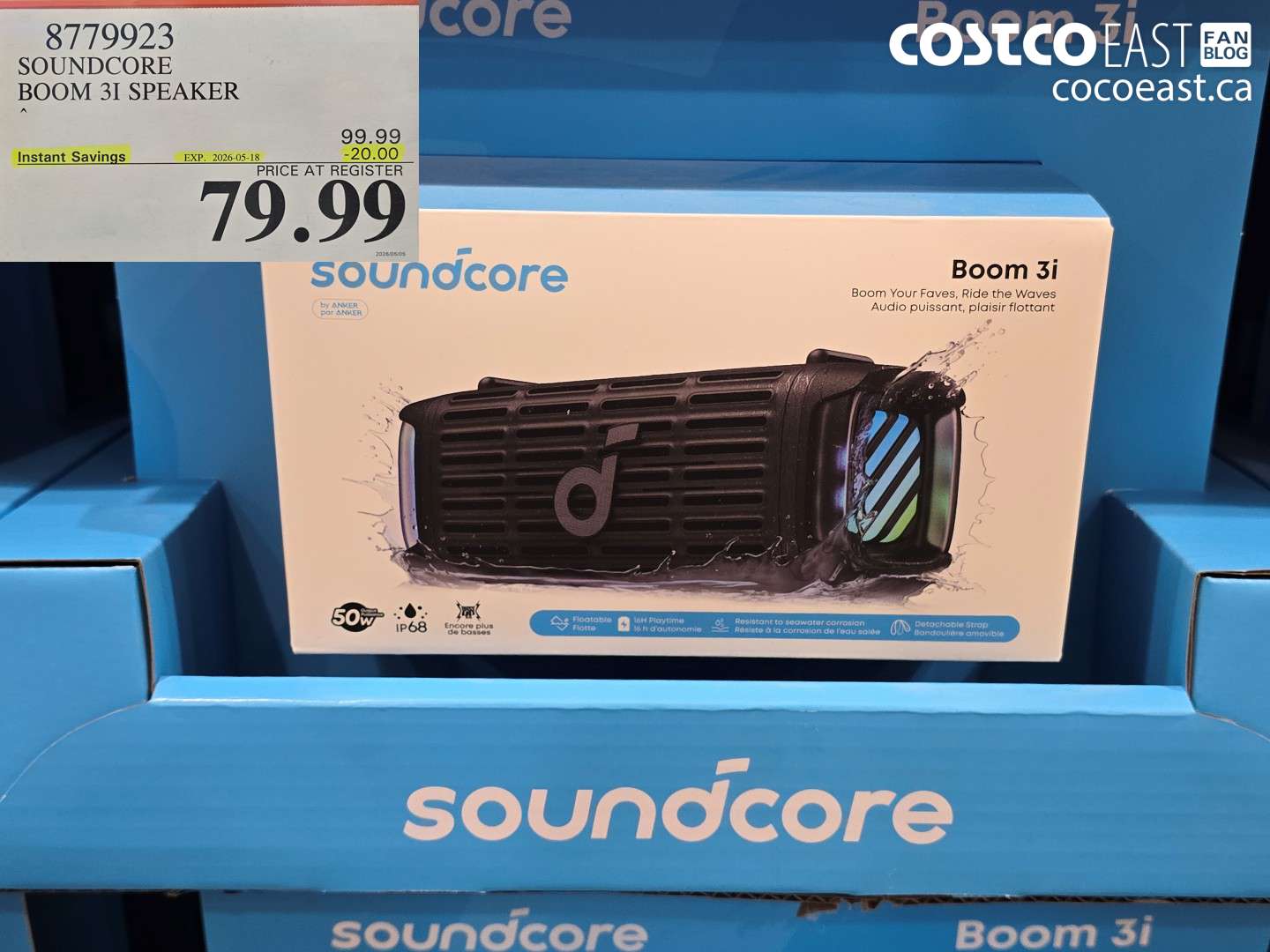 8779923 SOUNDCORE BOOM 3I SPEAKER ($20.00 INSTANT SAVINGS EXPIRES ON 2026-05-18) $79.99