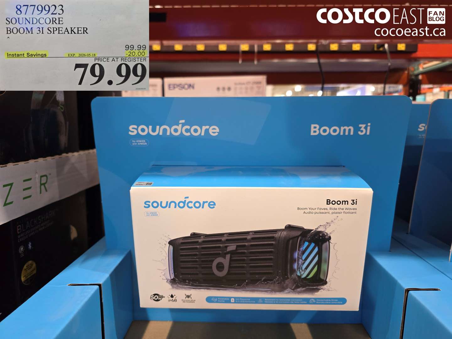 8779923 SOUNDCORE BOOM 3I SPEAKER ($20.00 INSTANT SAVINGS EXPIRES ON 2026-05-18) $79.99