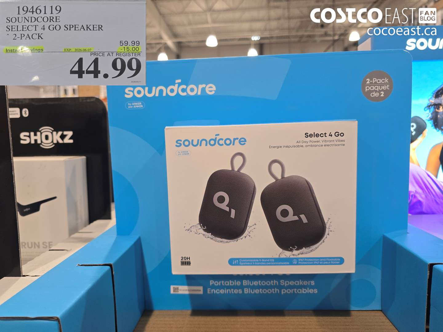 1946119 SOUNDCORE SELECT 4 GO SPEAKER 2-PACK ($15.00 INSTANT SAVINGS EXPIRES ON 2026-06-07) $44.99