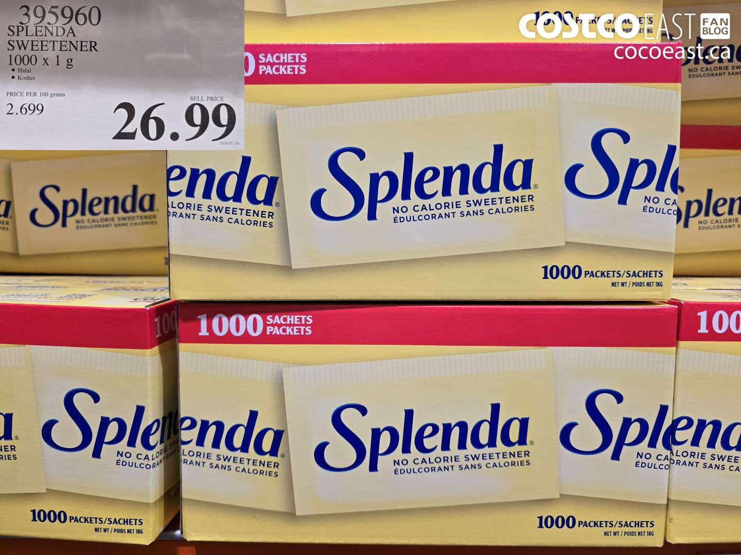 395960 SPLENDA SWEETENER 1000 X 1 G $26.99