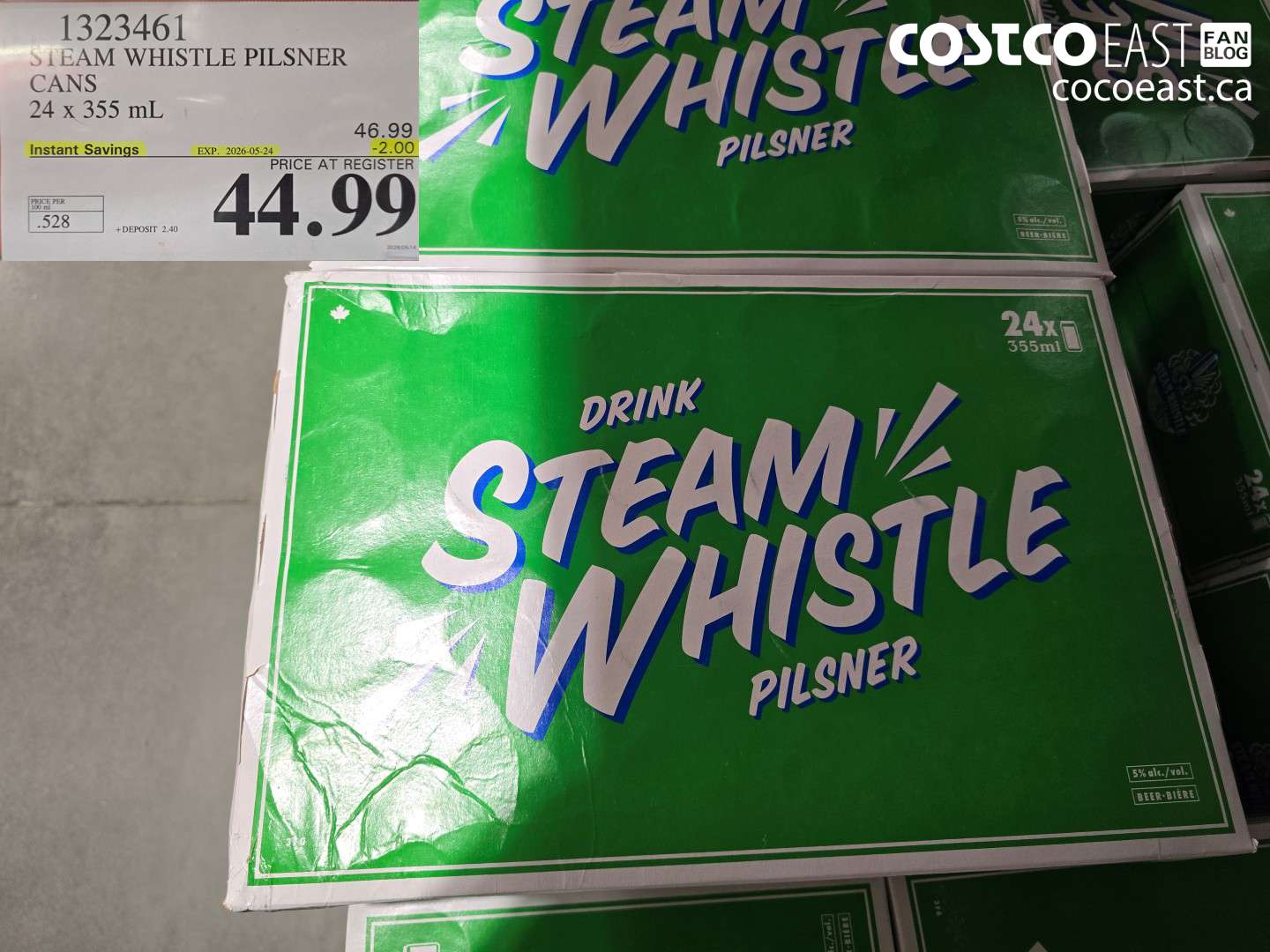 1323461 STEAM WHISTLE PILSNER CANS 24 X 355 ML ($2.00 INSTANT SAVINGS EXPIRES ON 2026-05-24) $44.99