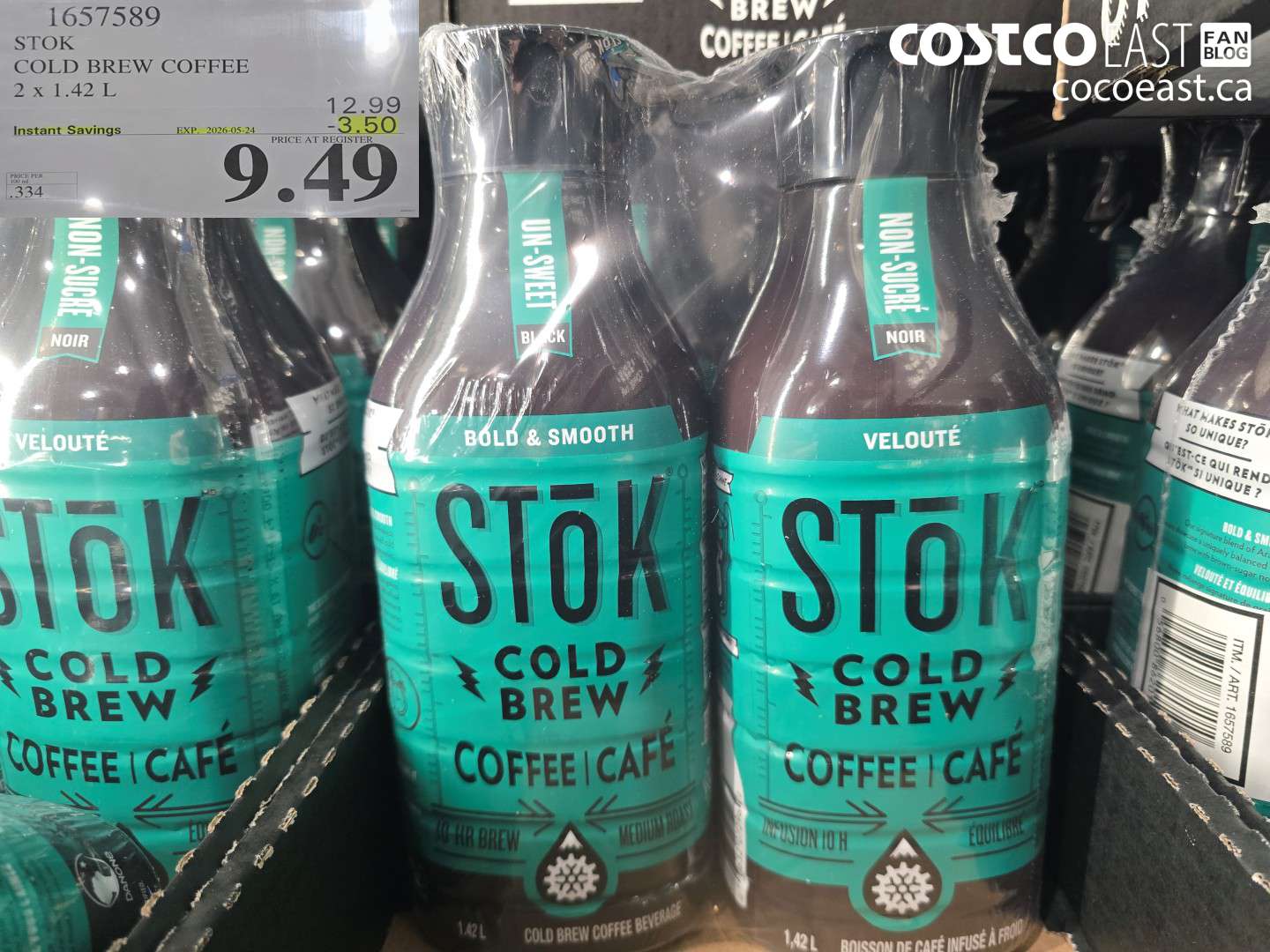 1657589 STOK COLD BREW COFFEE 2 X 1.42 L ($3.50 INSTANT SAVINGS EXPIRES ON 2026-05-24) $9.49
