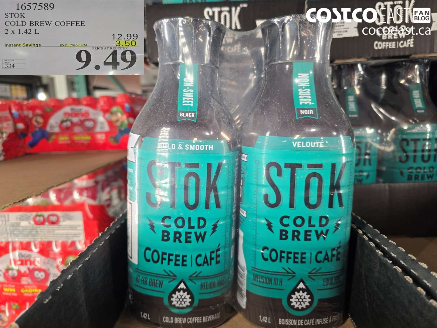 1657589 STOK COLD BREW COFFEE 2 X 1.42 L ($3.50 INSTANT SAVINGS EXPIRES ON 2026-05-24) $9.49