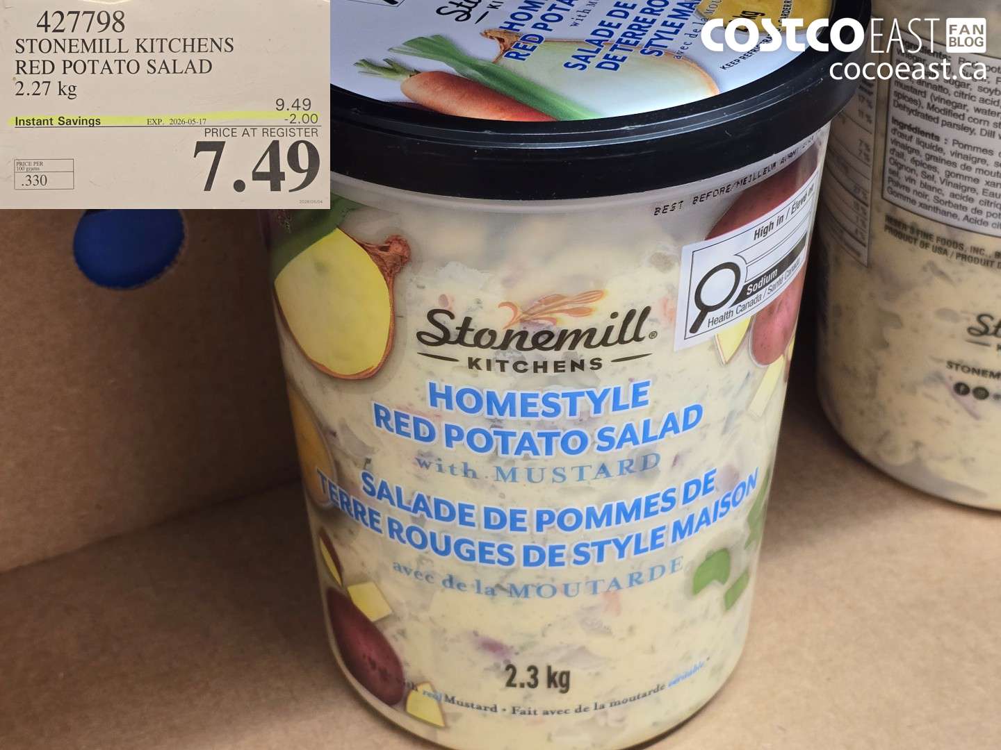 427798 STONEMILL KITCHENS RED POTATO SALAD 2.27 KG ($2.00 INSTANT SAVINGS EXPIRES ON 2026-05-17) $7.49