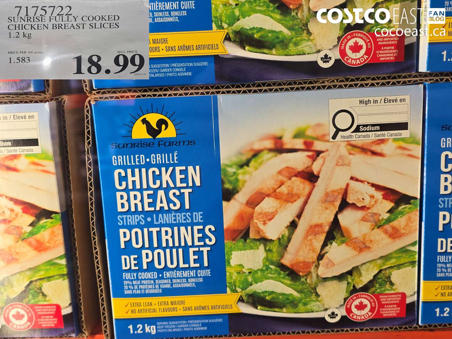 7175722 SUNRISE FULLY COOKED CHICKEN BREAST SLICES 1.2 KG $18.99