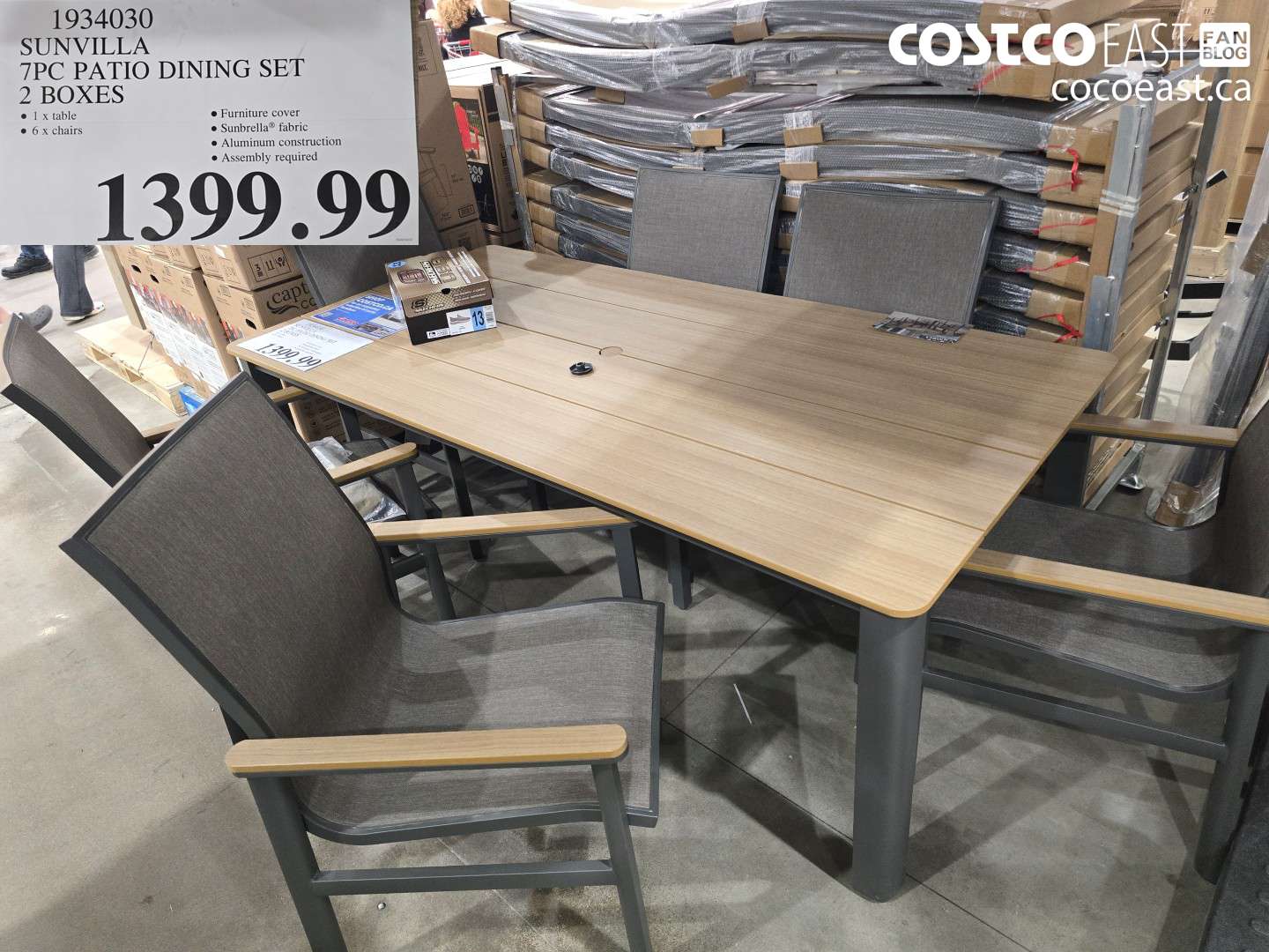 1934030 SUNVILLA 7PC PATIO DINING SET 2 BOXES $1399.99