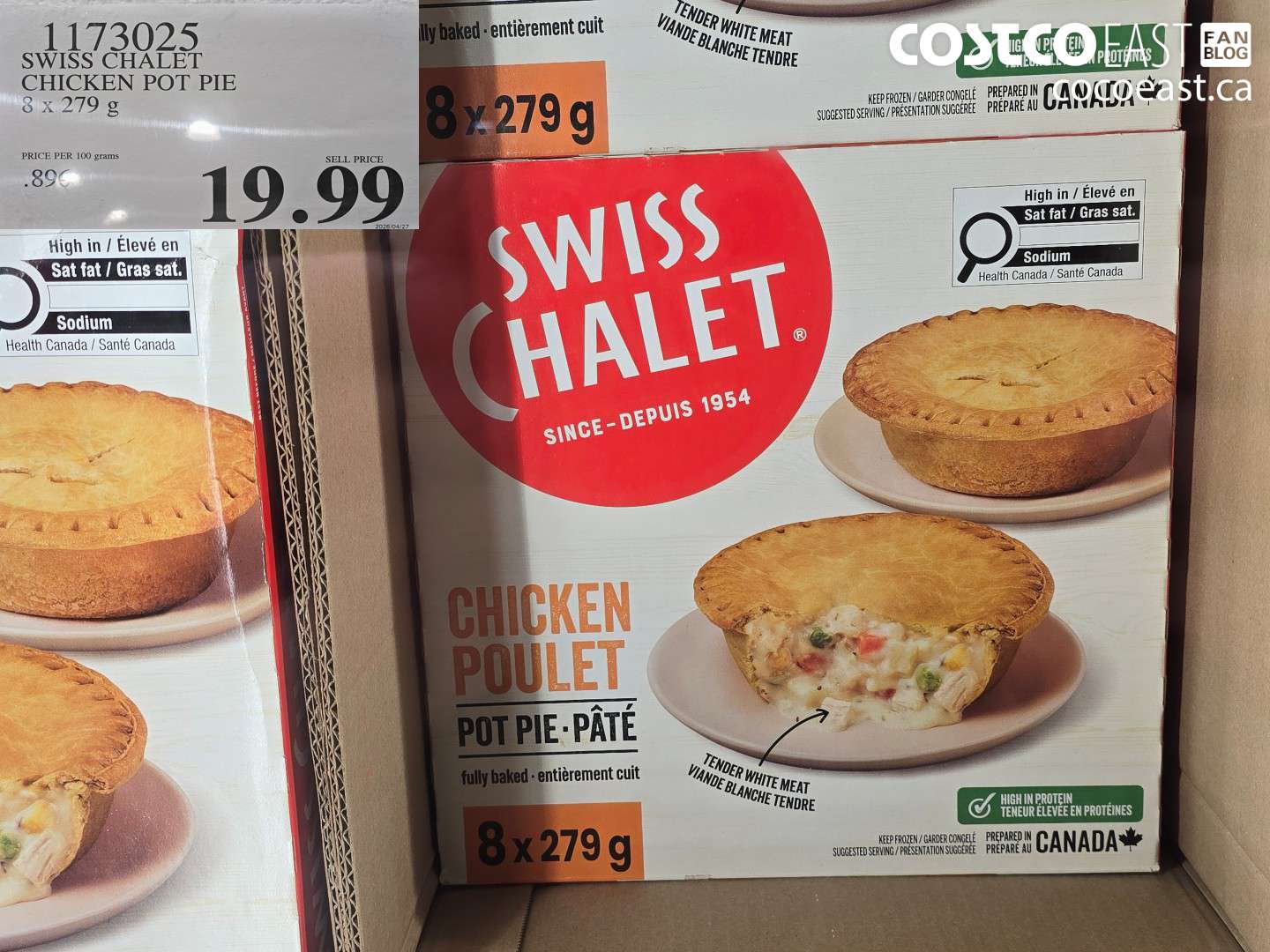 1173025 SWISS CHALET CHICKEN POT PIE 8 X 279 G $19.99