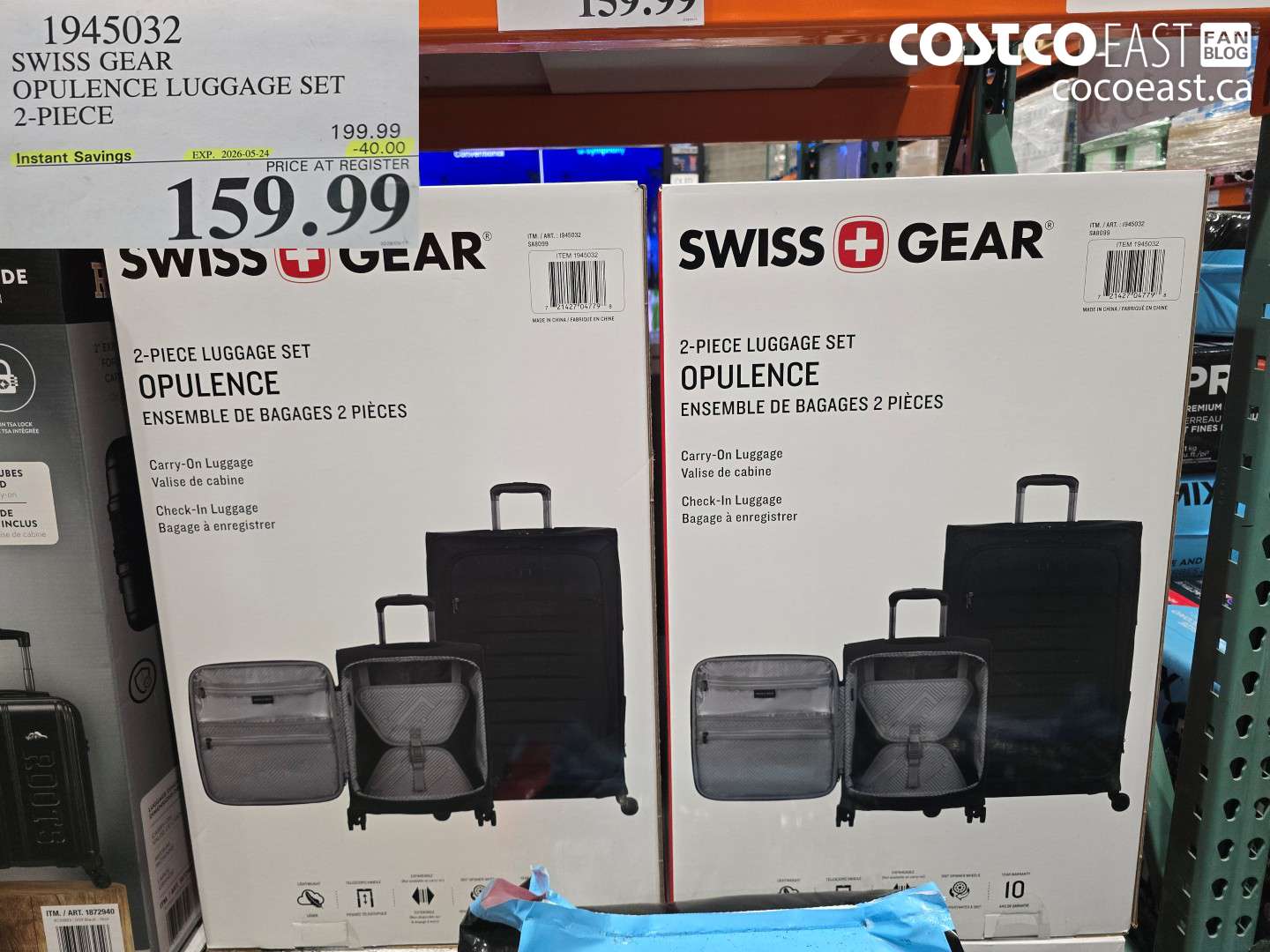 1945032 SWISS GEAR OPULENCE LUGGAGE SET 2-PIECE ($40.00 INSTANT SAVINGS EXPIRES ON 2026-05-24) $159.99