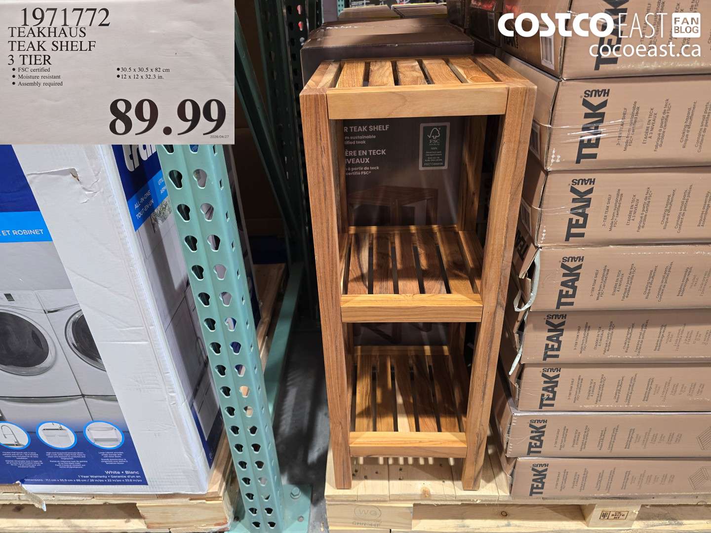 1971772 TEAKHAUS TEAK SHELF 3 TIER $89.99