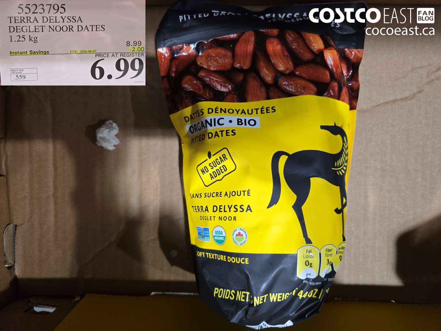 5523795 TERRA DELYSSA DEGLET NOOR DATES 1.25 KG ($2.00 INSTANT SAVINGS EXPIRES ON 2026-06-07) $6.99