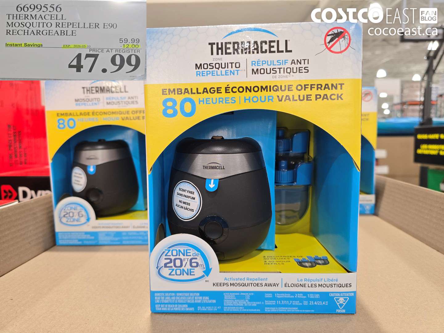 6699556 THERMACELL MOSQUITO REPELLER E90 RECHARGEABLE ($12.00 INSTANT SAVINGS EXPIRES ON 2026-05-10) $47.99