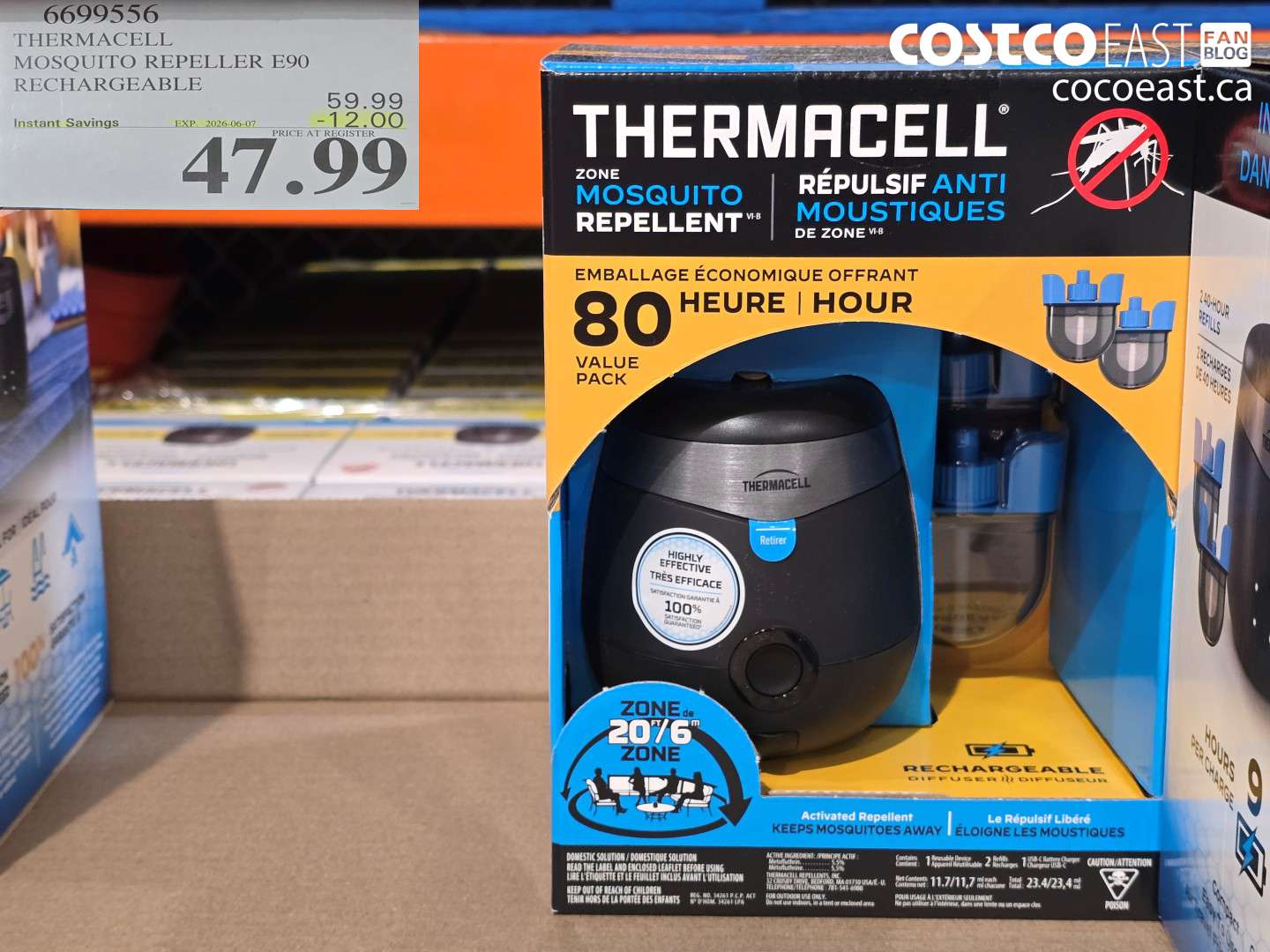 6699556 THERMACELL MOSQUITO REPELLER E90 RECHARGEABLE ($12.00 INSTANT SAVINGS EXPIRES ON 2026-06-07) $47.99