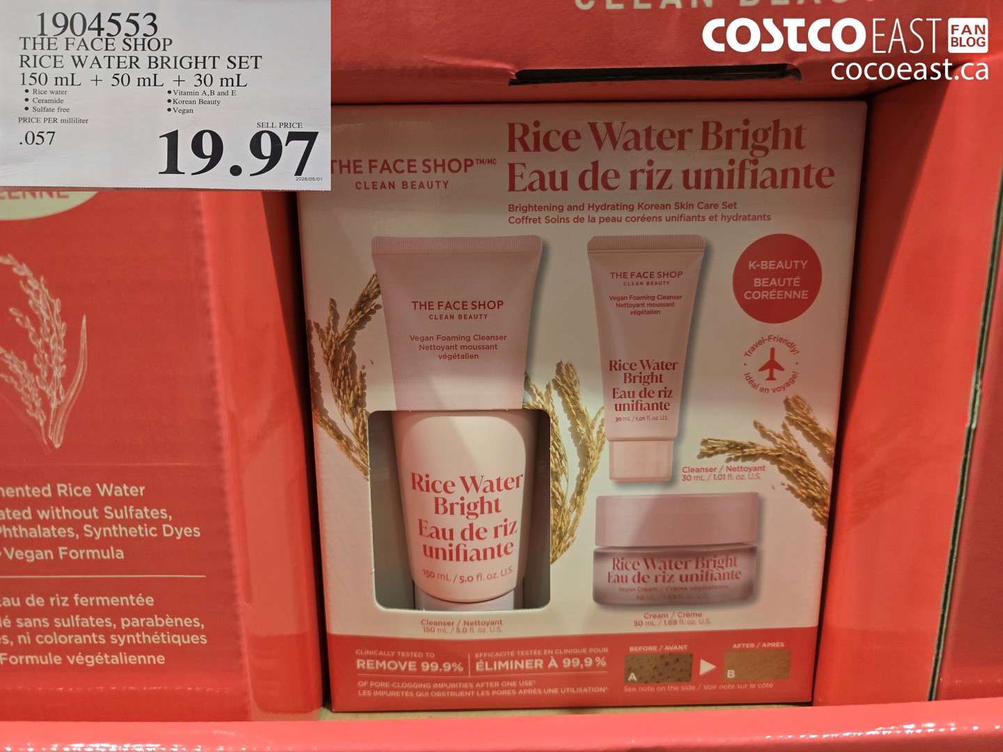 1904553 THE FACE SHOP RICE WATER BRIGHT SET 150 ML + 50 ML + 30 ML $19.97