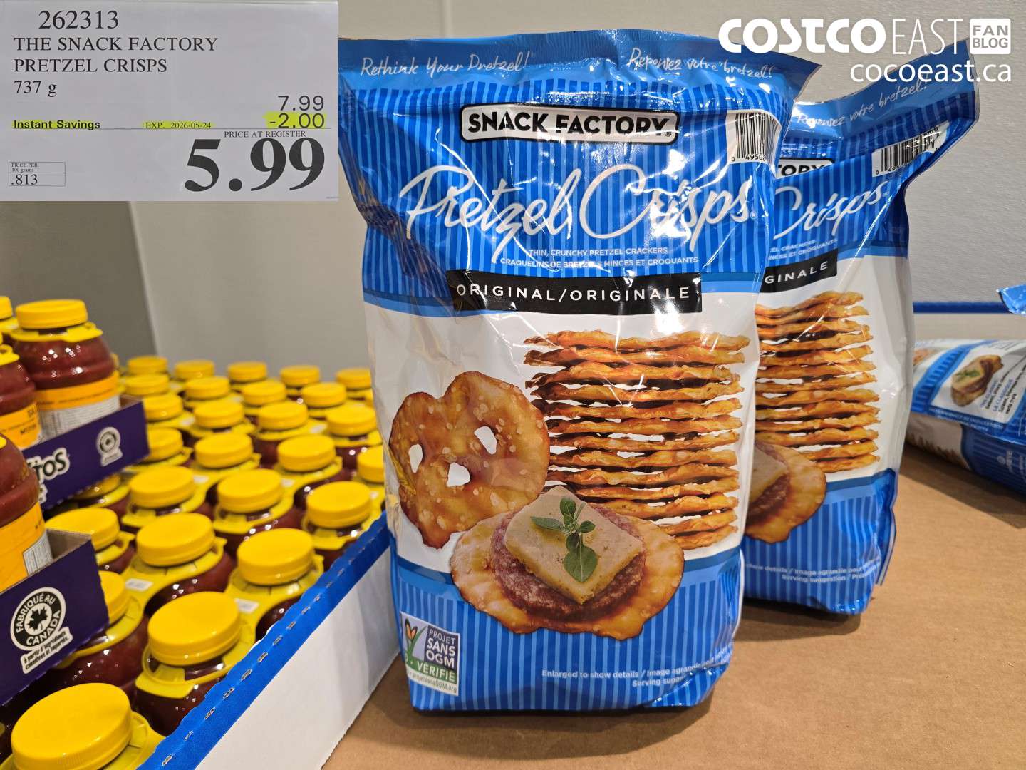 262313 THE SNACK FACTORY PRETZEL CRISPS 737 G ($2.00 INSTANT SAVINGS EXPIRES ON 2026-05-24) $5.99